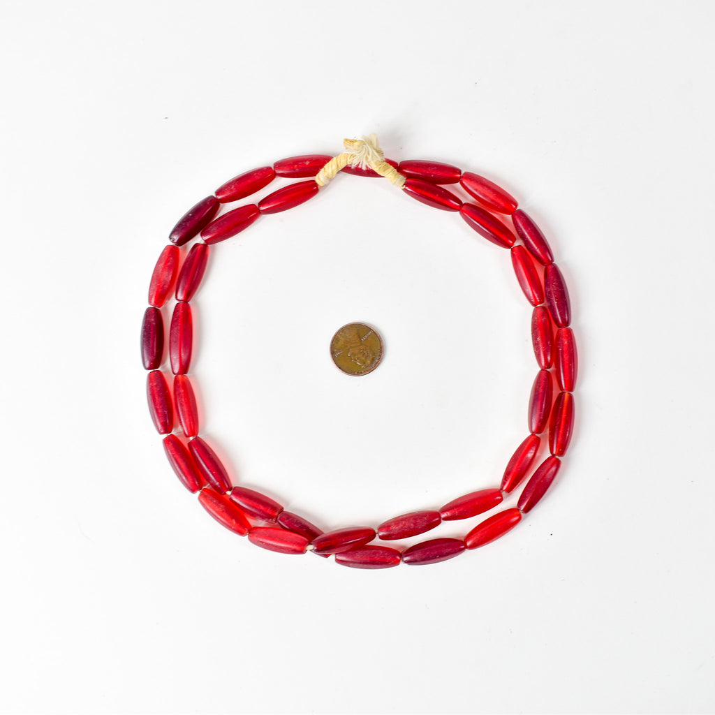 Bohemian Faceted Red Trade Beads Small 32-34 Inch