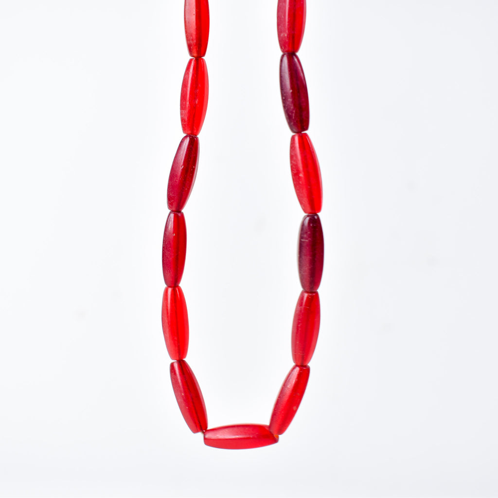 Bohemian Faceted Red Trade Beads Small 32-34 Inch