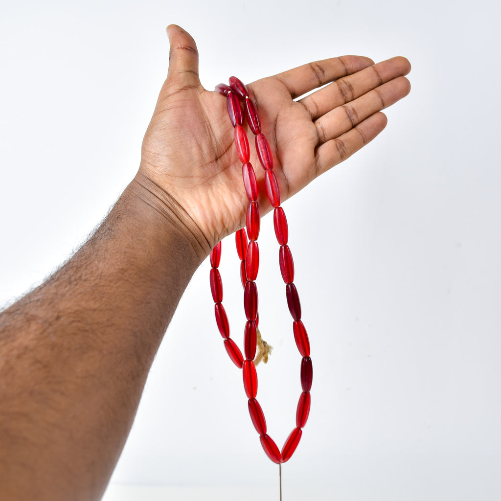 Bohemian Faceted Red Trade Beads Small 32-34 Inch