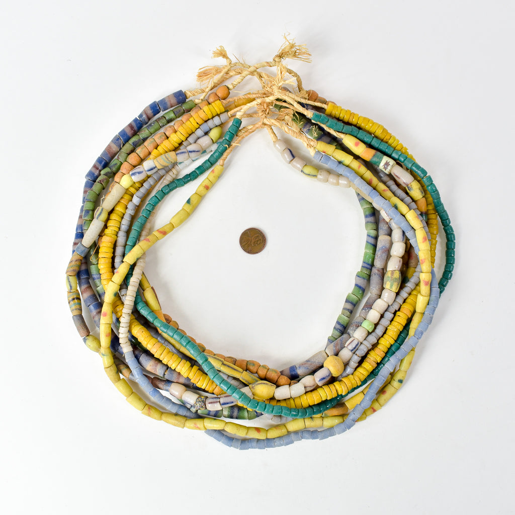10 Strands Krobo "Recycled" Powder Glass Trade Beads