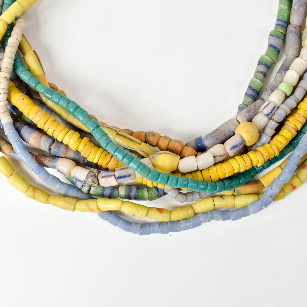 10 Strands Krobo "Recycled" Powder Glass Trade Beads
