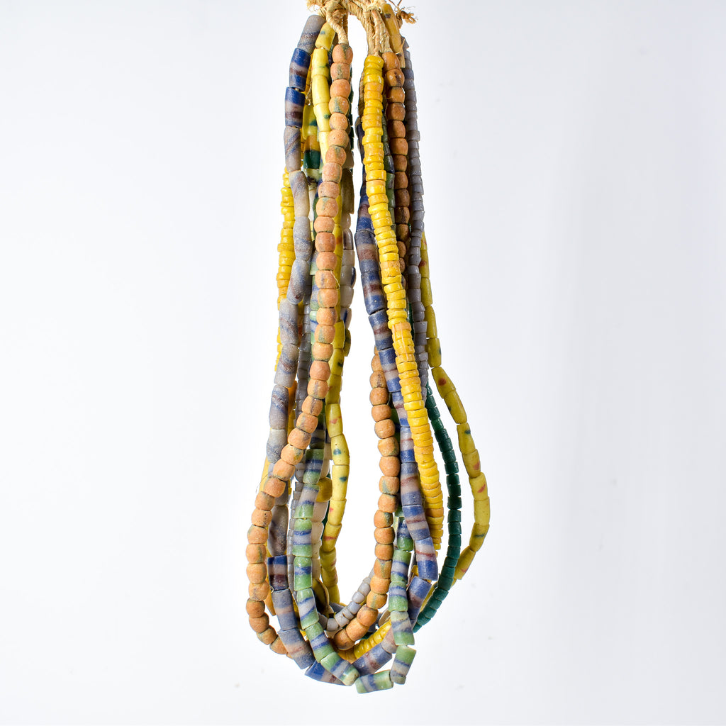 10 Strands Krobo "Recycled" Powder Glass Trade Beads