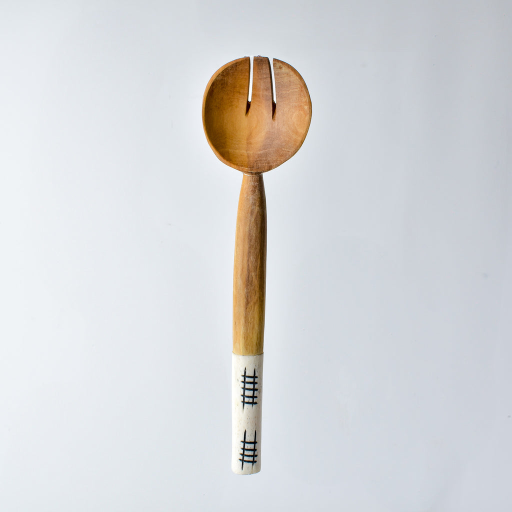 Maasai Olivewood and Bone Handle Serving Spoon Set Kenya