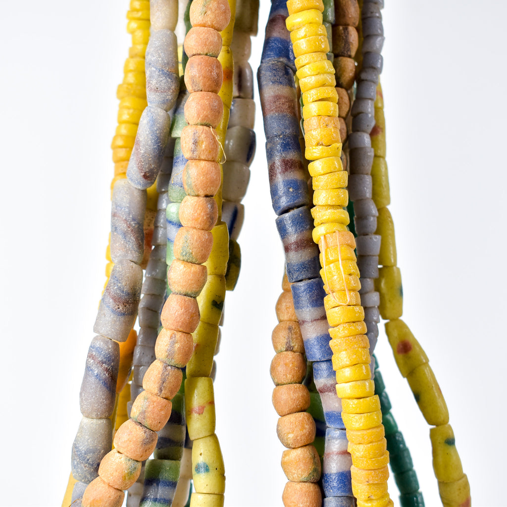 10 Strands Krobo "Recycled" Powder Glass Trade Beads