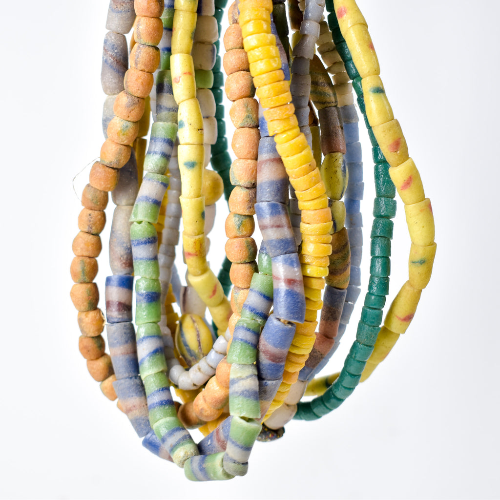 10 Strands Krobo "Recycled" Powder Glass Trade Beads