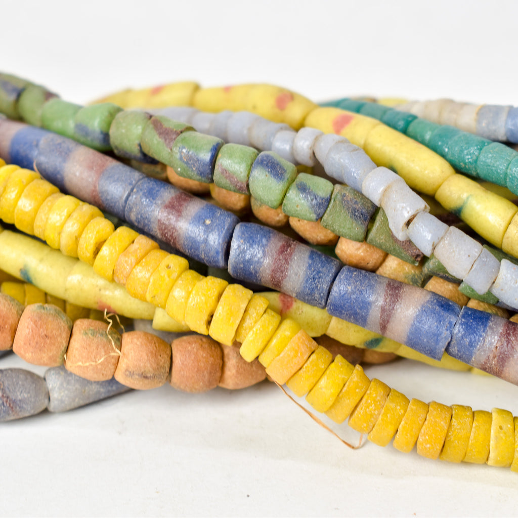 10 Strands Krobo "Recycled" Powder Glass Trade Beads