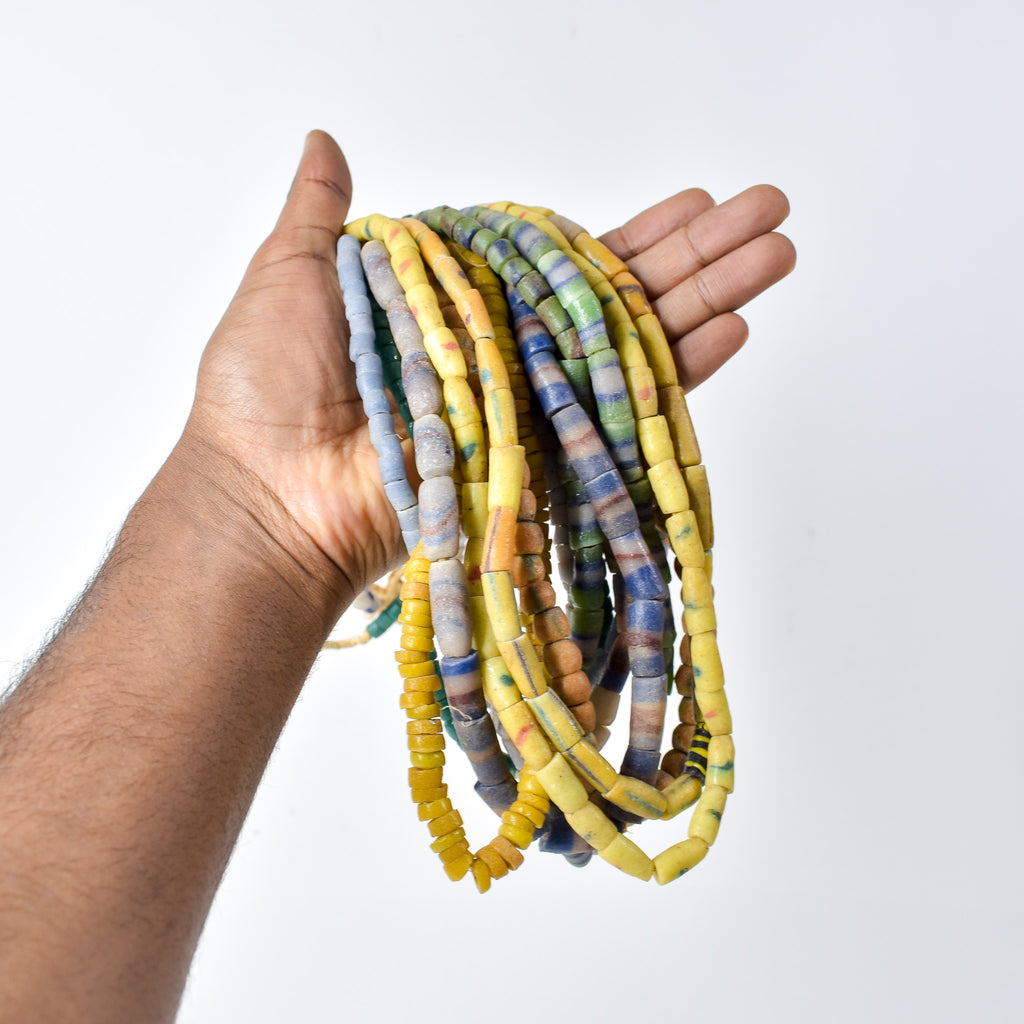 10 Strands Krobo "Recycled" Powder Glass Trade Beads