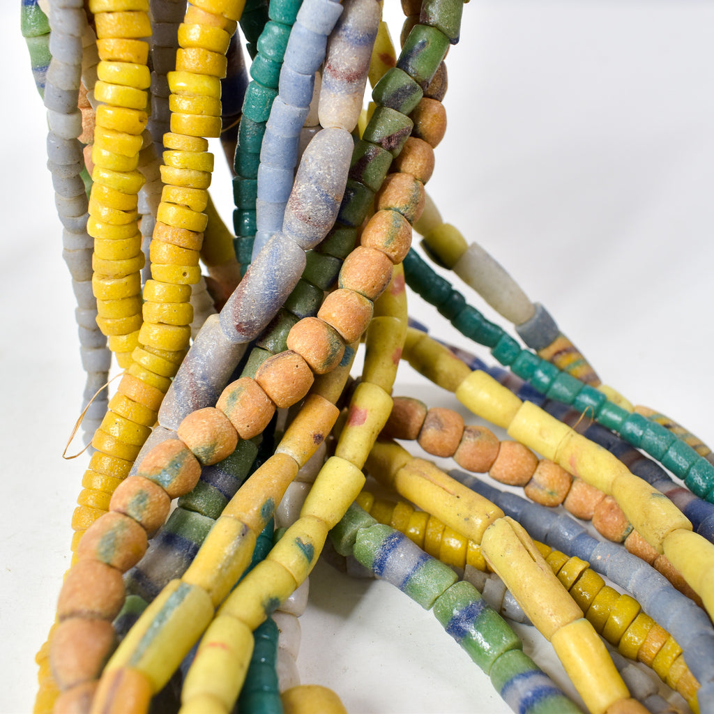 10 Strands Krobo "Recycled" Powder Glass Trade Beads