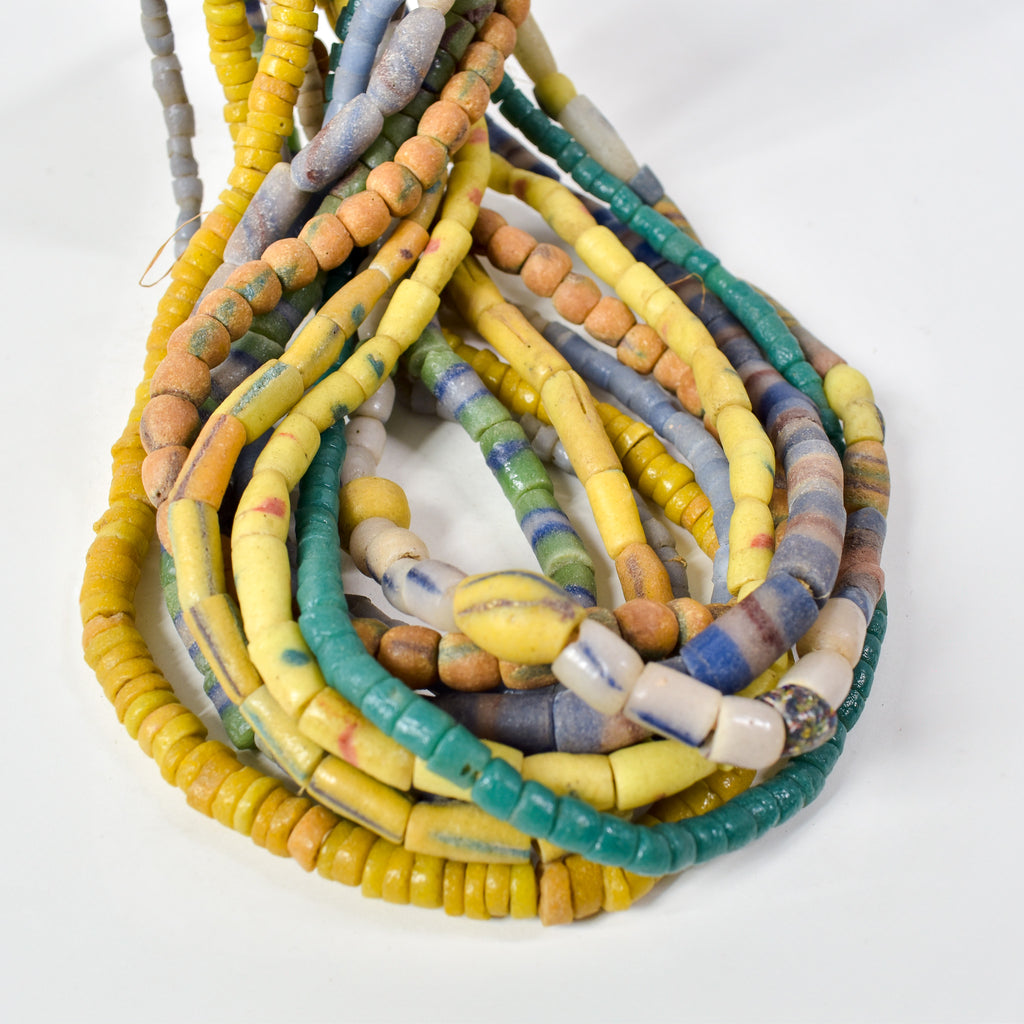 10 Strands Krobo "Recycled" Powder Glass Trade Beads