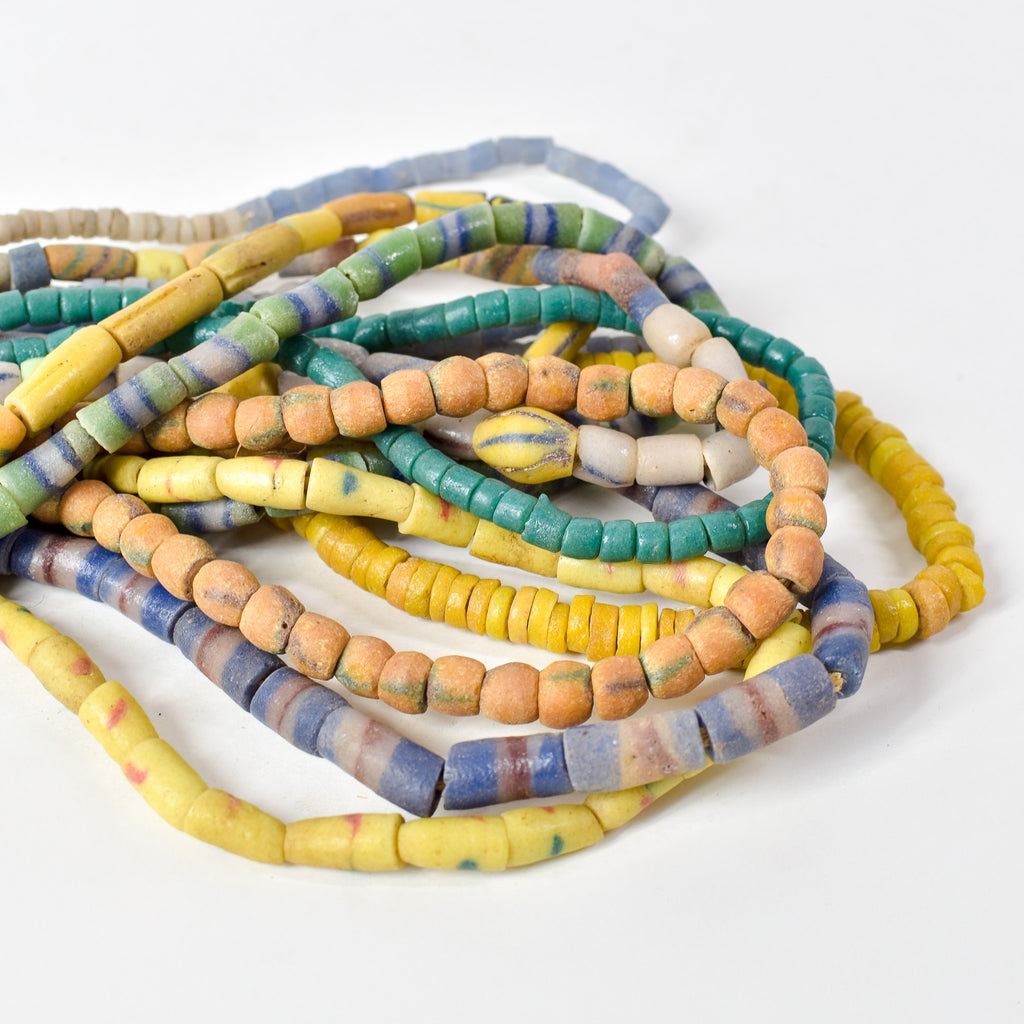 10 Strands Krobo "Recycled" Powder Glass Trade Beads