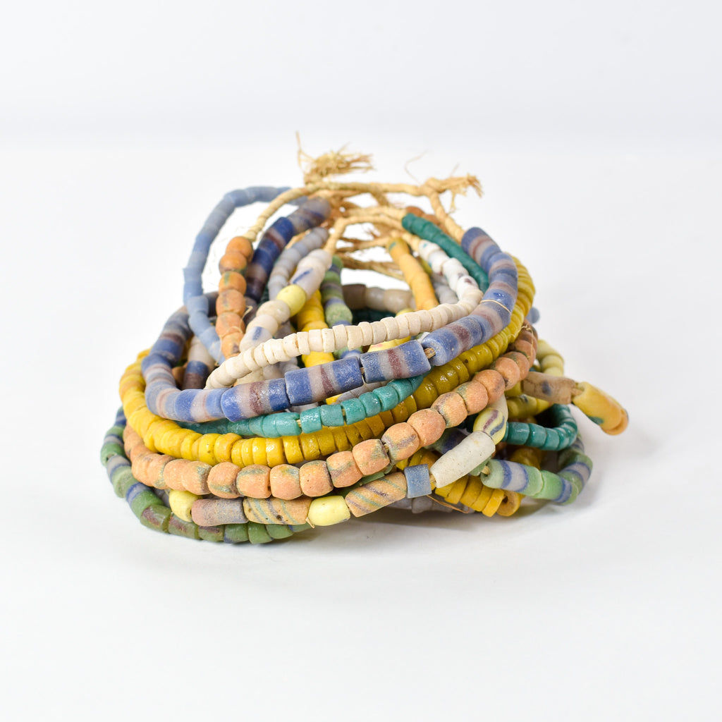 10 Strands Krobo "Recycled" Powder Glass Trade Beads