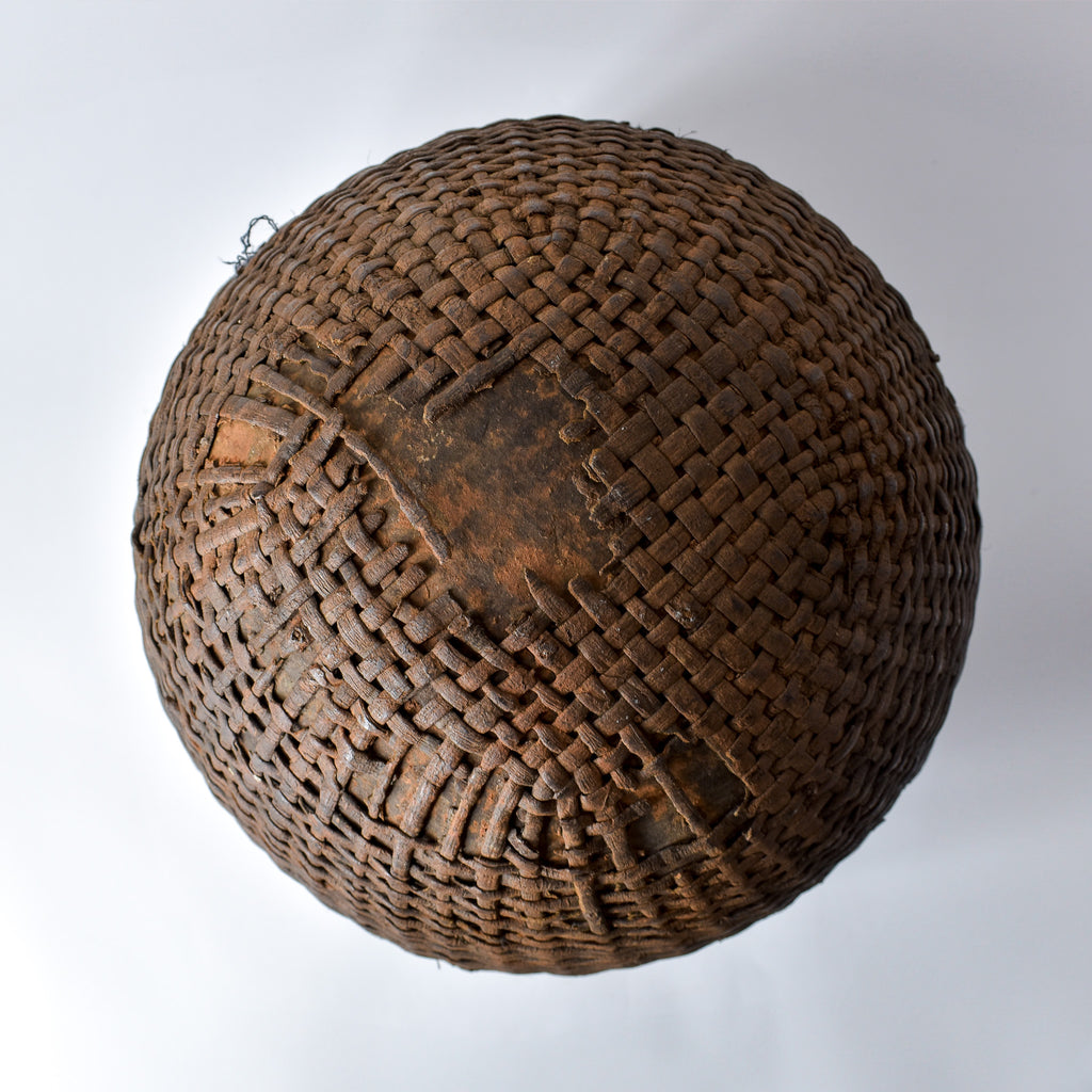 Batwa Pot with Rattan Basketry on Stand Burundi