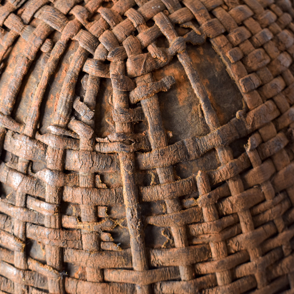 Batwa Pot with Rattan Basketry on Stand Burundi
