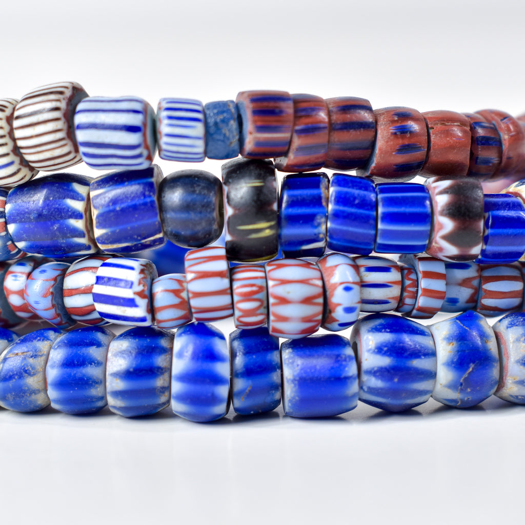 Old Chevron Venetian 4 Layer and Rare Awala Trade Beads 34 Inch