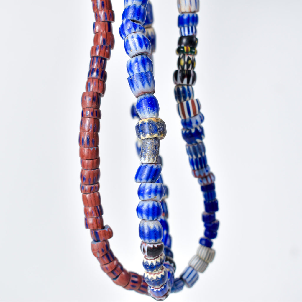 Old Chevron Venetian 4 Layer and Rare Awala Trade Beads 34 Inch