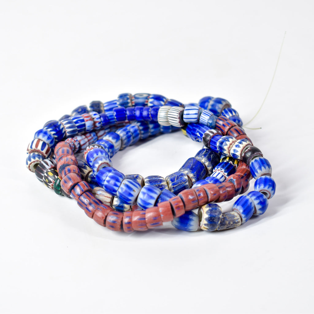 Old Chevron Venetian 4 Layer and Rare Awala Trade Beads 34 Inch