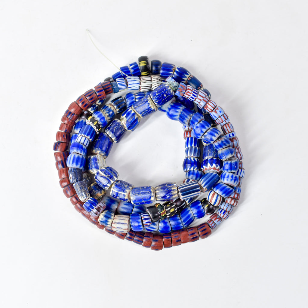 Old Chevron Venetian 4 Layer and Rare Awala Trade Beads 34 Inch