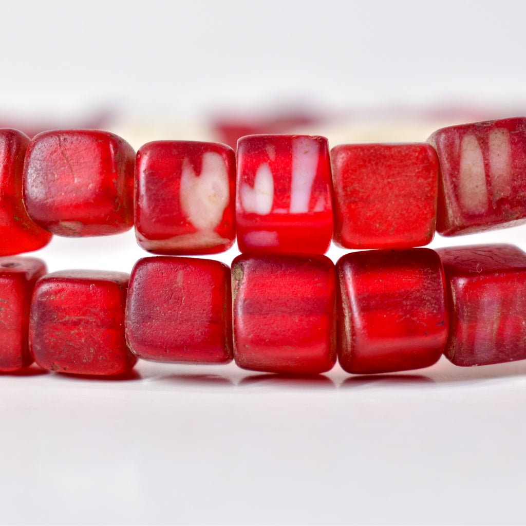 Red Kancamba Bohemian Cube Trade Beads