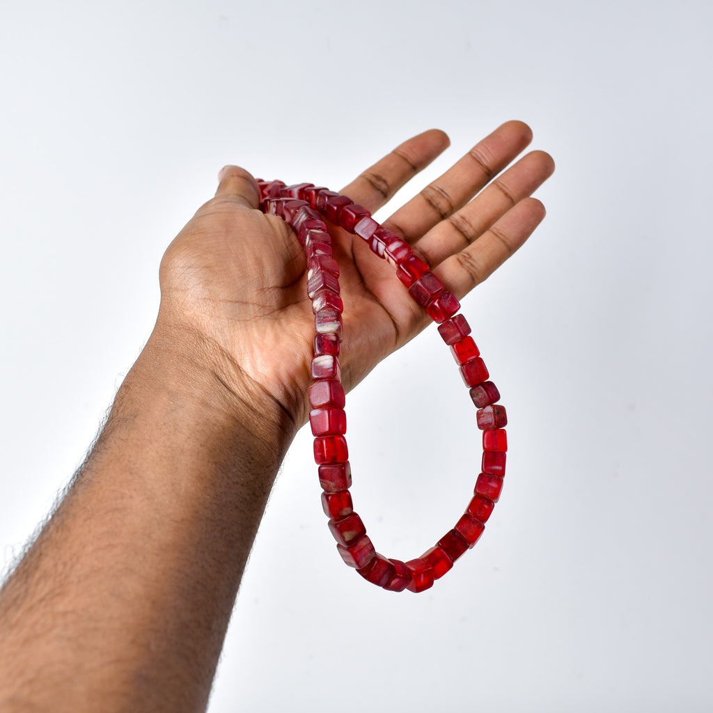 Red Kancamba Bohemian Cube Trade Beads