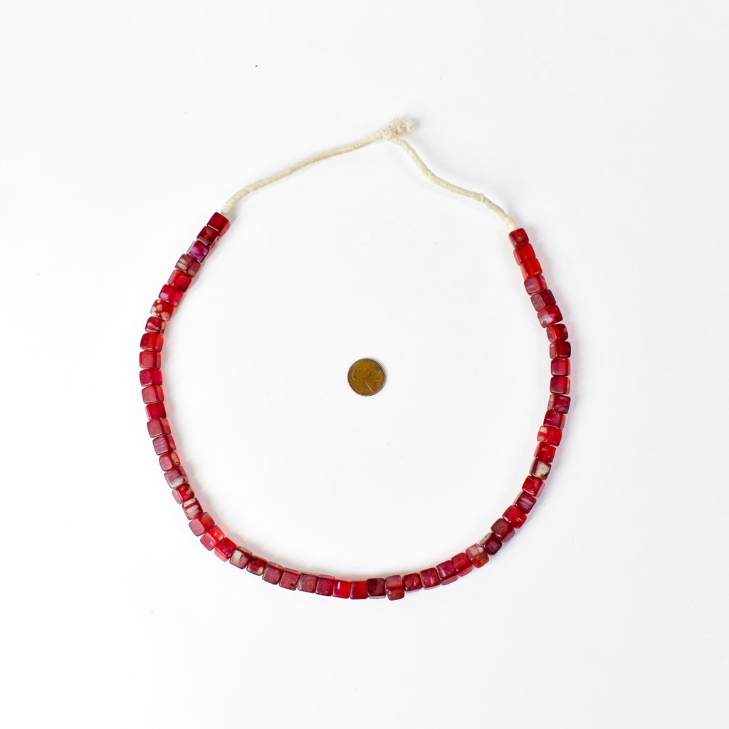 Red Kancamba Bohemian Cube Trade Beads