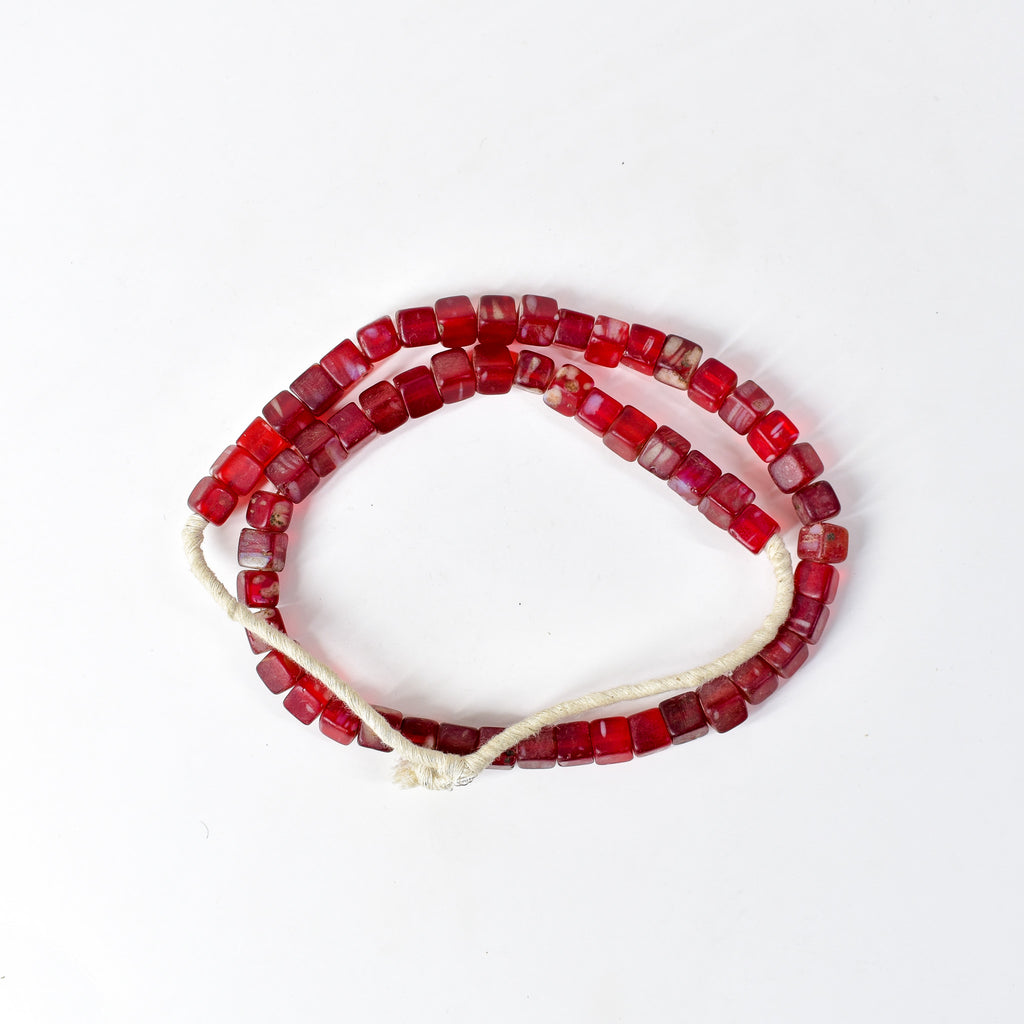 Red Kancamba Bohemian Cube Trade Beads