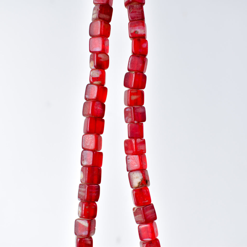 Red Kancamba Bohemian Cube Trade Beads
