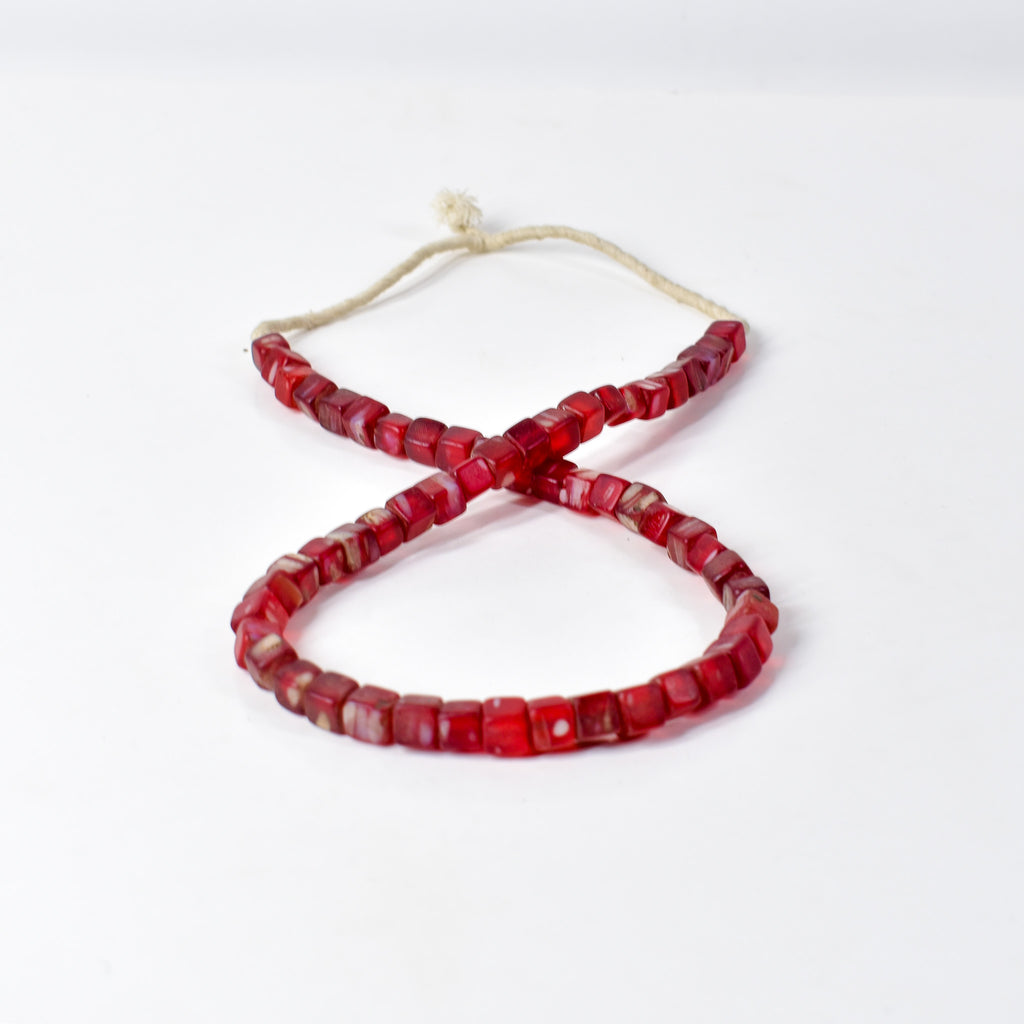 Red Kancamba Bohemian Cube Trade Beads