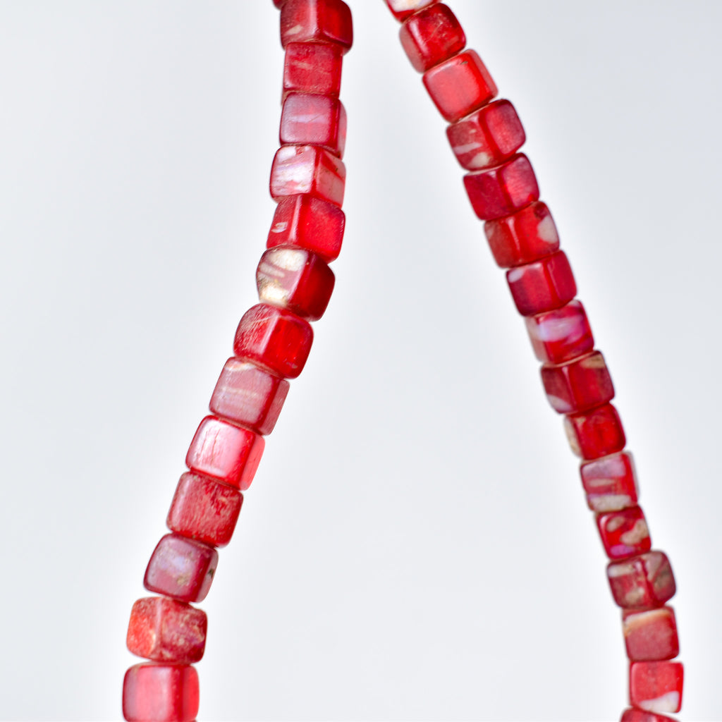 Red Kancamba Bohemian Cube Trade Beads