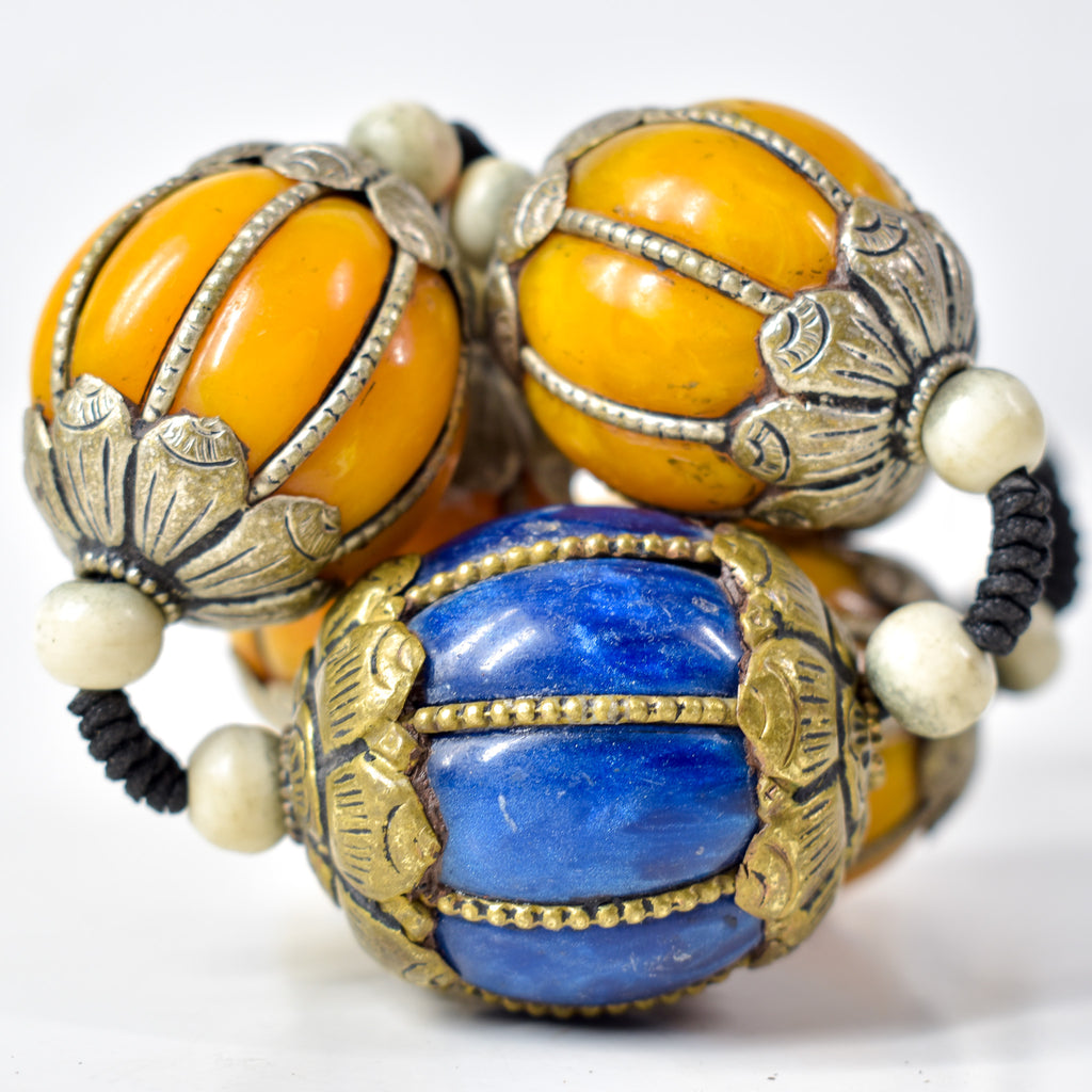 Moroccan Metal and Resin Beaded Necklace 30 Inches