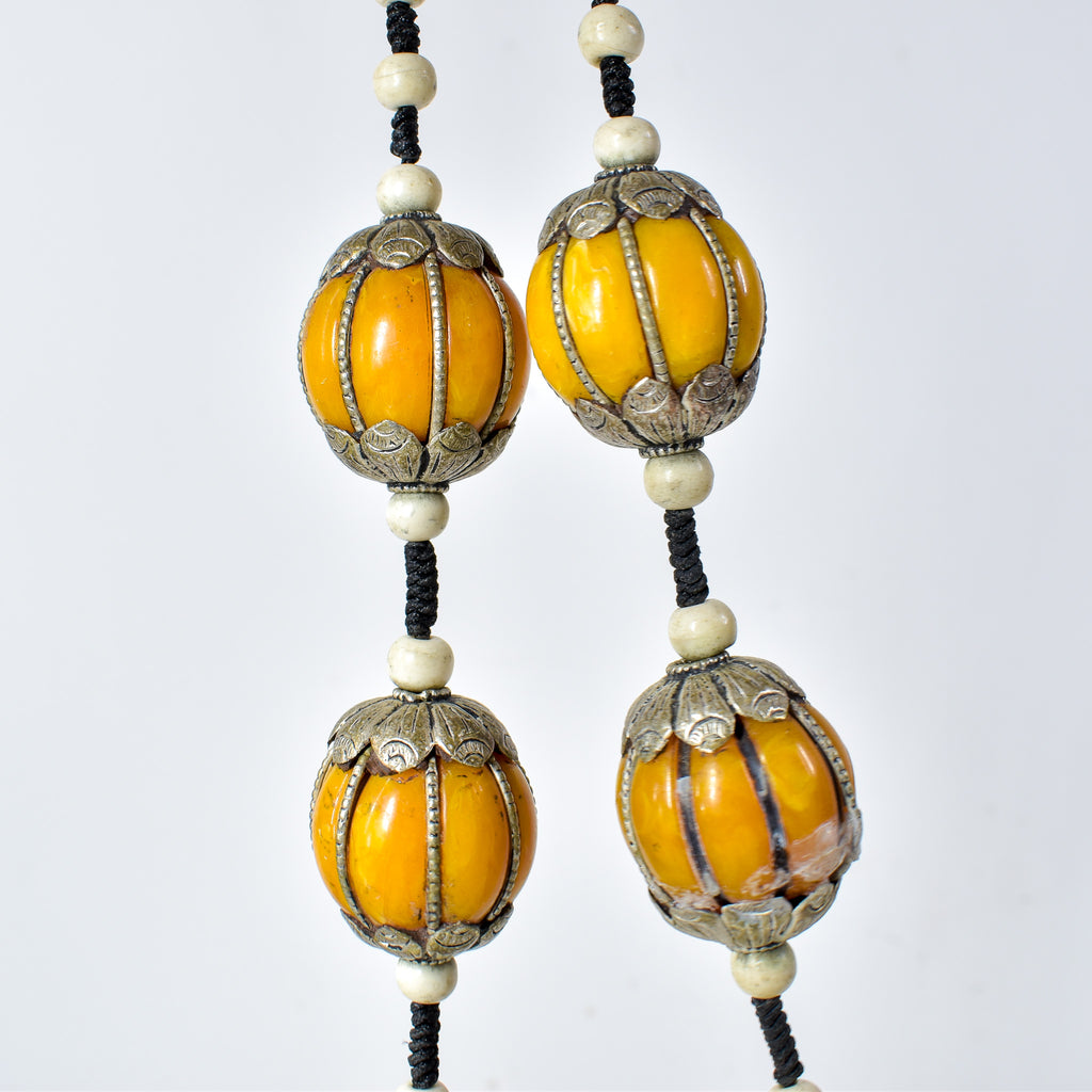 Moroccan Metal and Resin Beaded Necklace 30 Inches