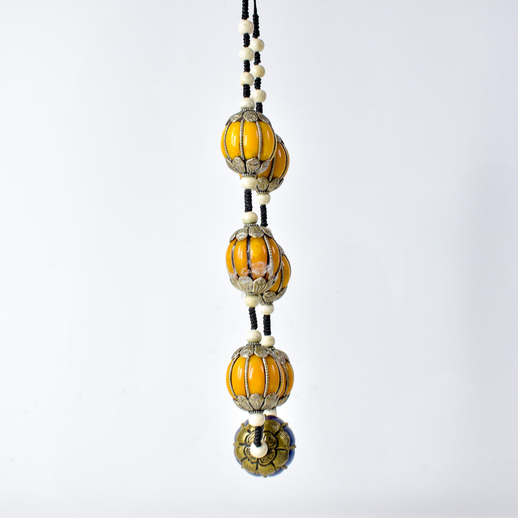 Moroccan Metal and Resin Beaded Necklace 30 Inches