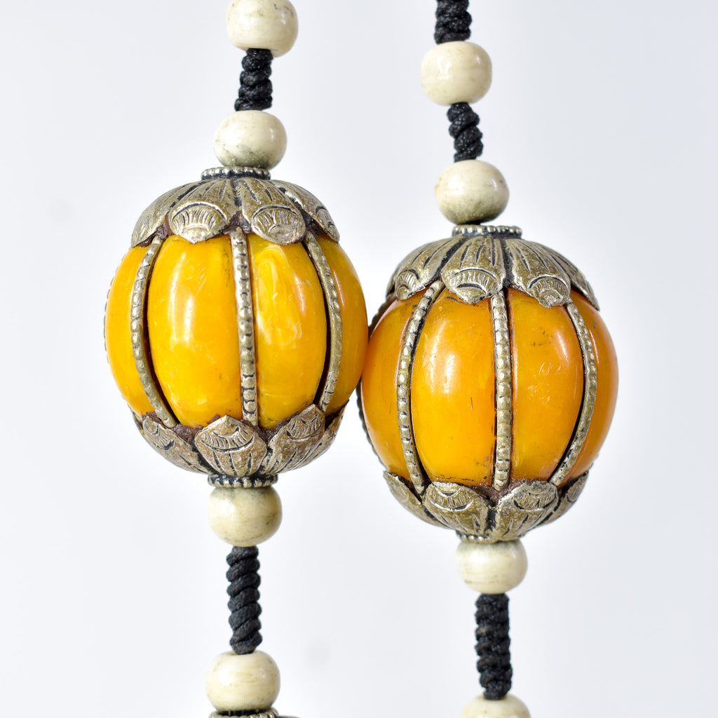 Moroccan Metal and Resin Beaded Necklace 30 Inches
