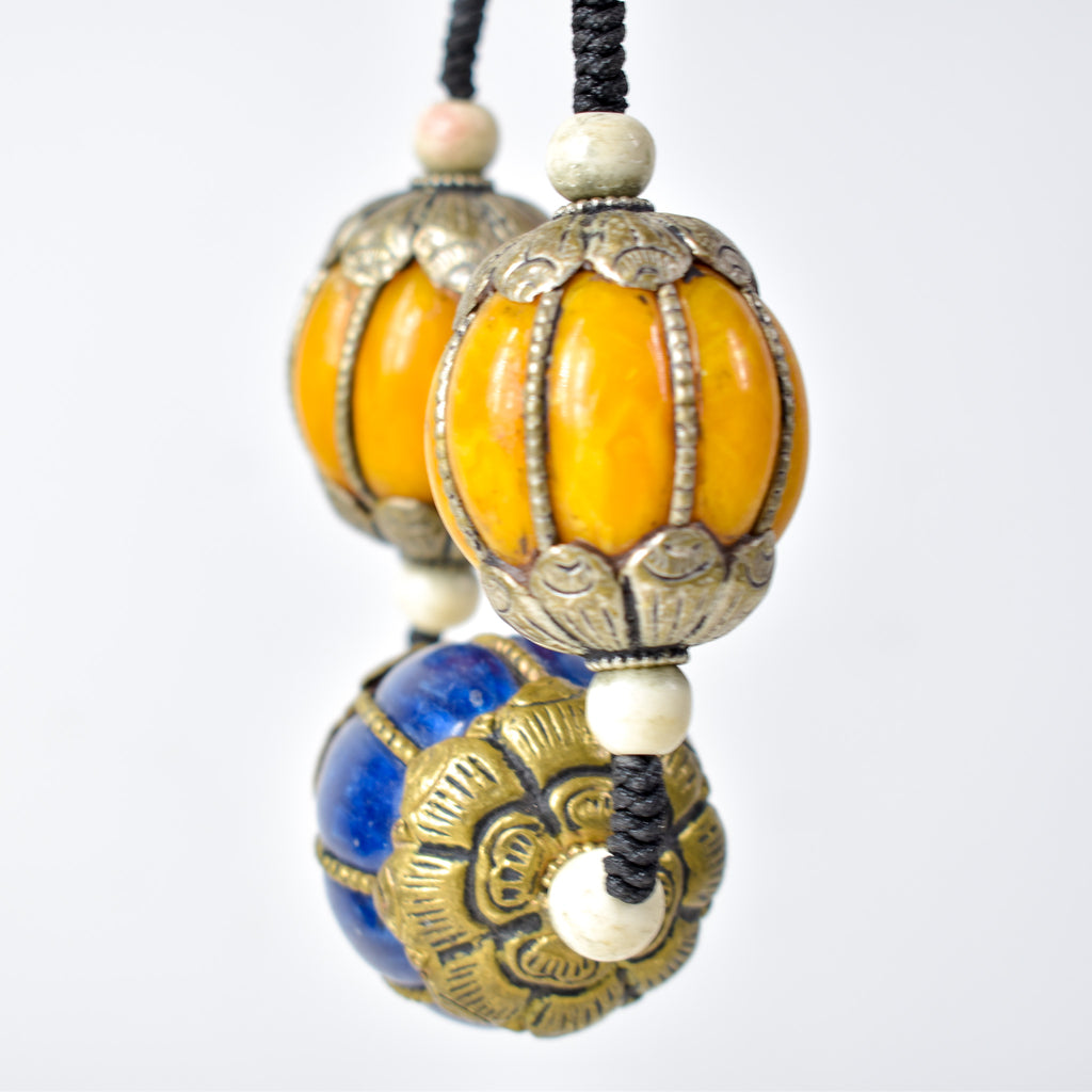 Moroccan Metal and Resin Beaded Necklace 30 Inches