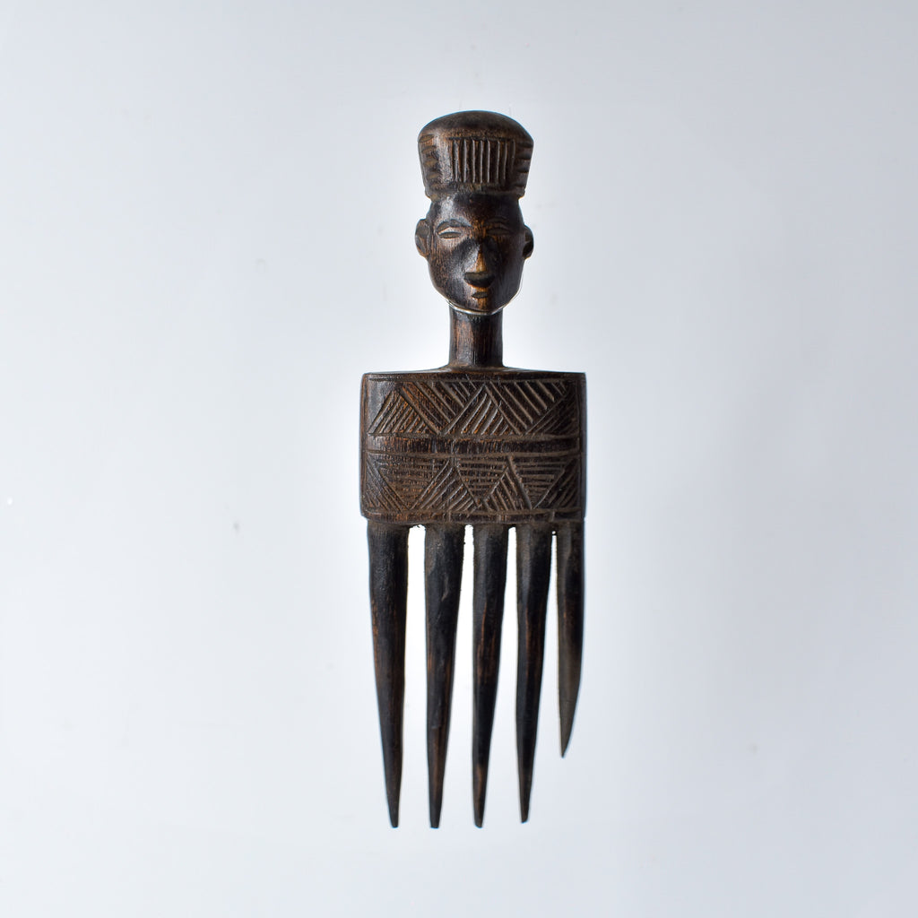 Chokwe Carved Wooden Comb Congo