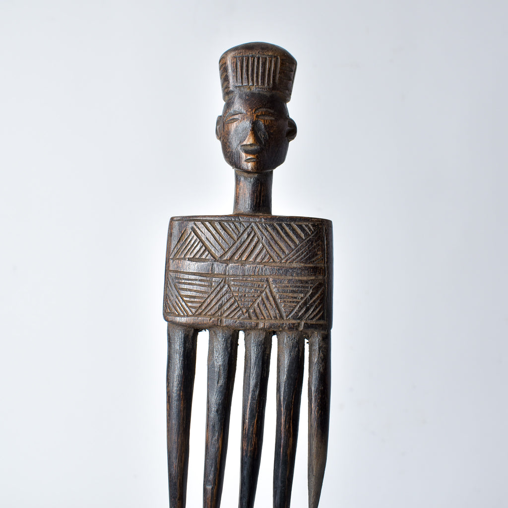 Chokwe Carved Wooden Comb Congo
