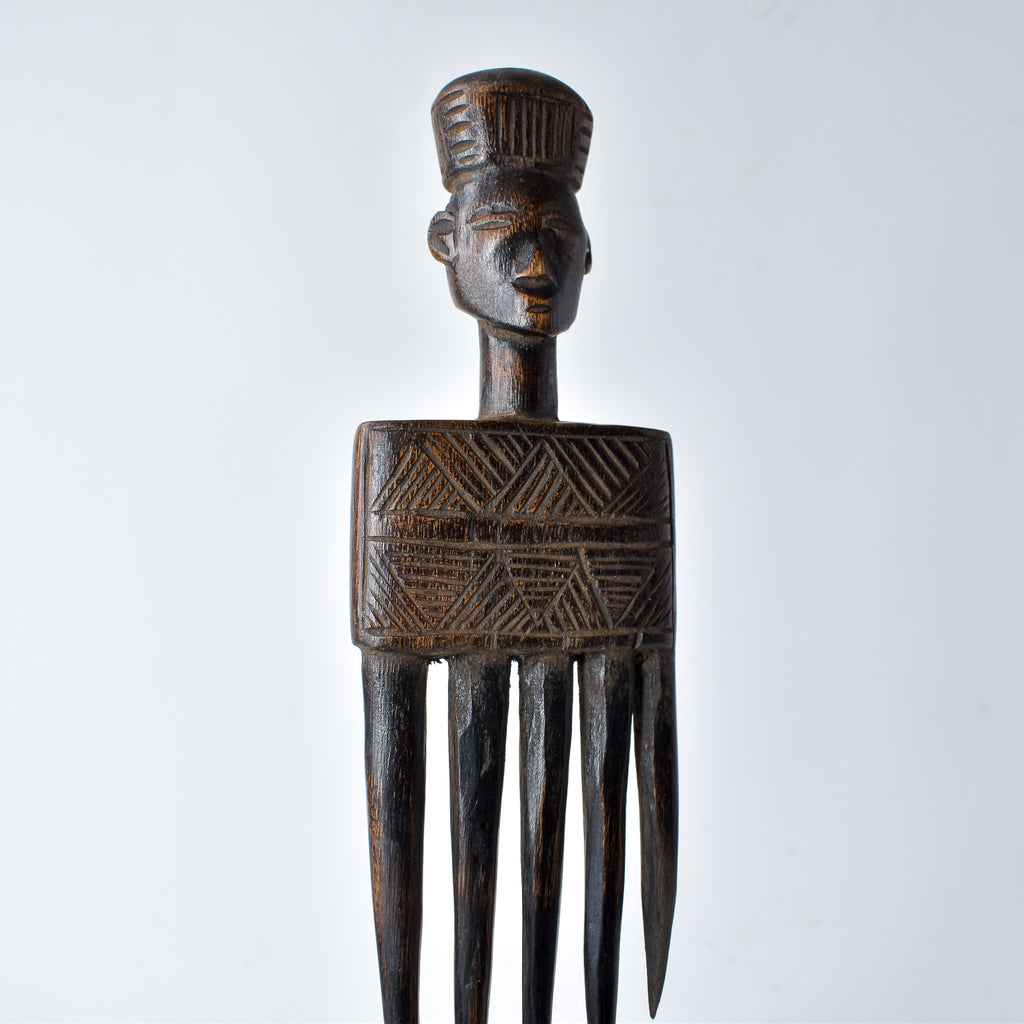 Chokwe Carved Wooden Comb Congo