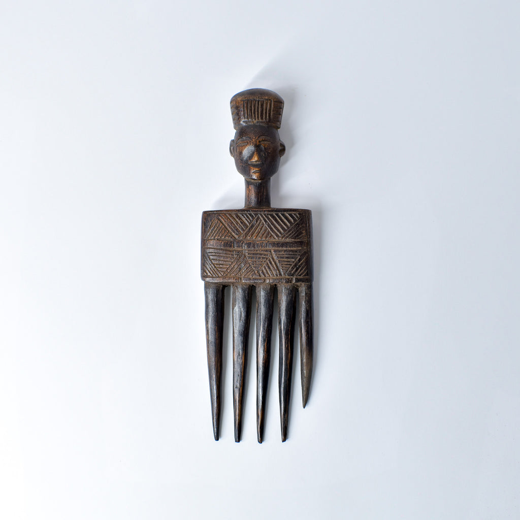 Chokwe Carved Wooden Comb Congo