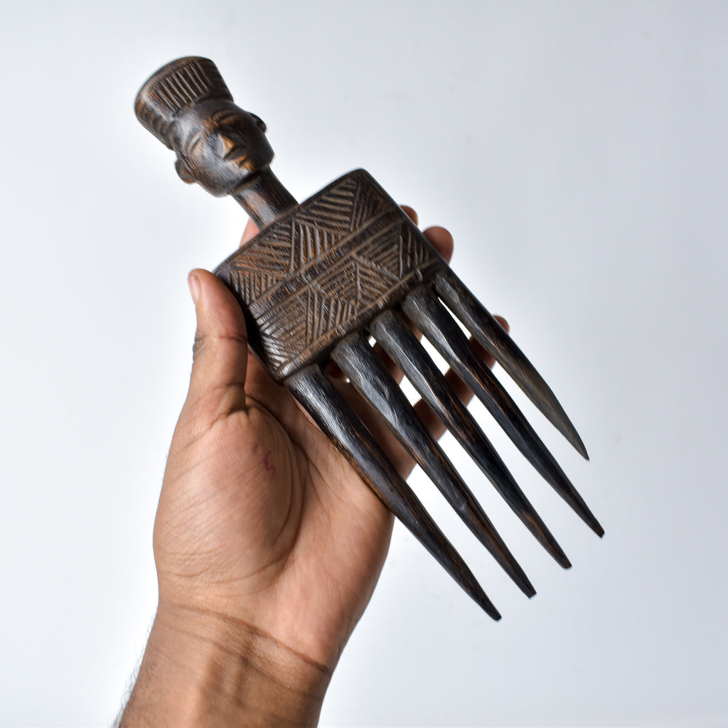 Chokwe Carved Wooden Comb Congo