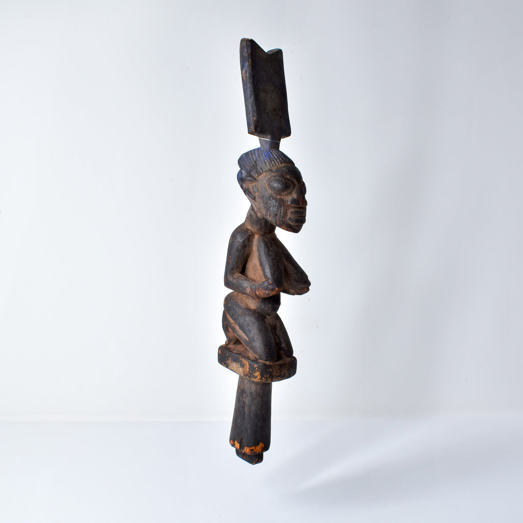 Yoruba Shango Figure Wand Kneeling Nigeria