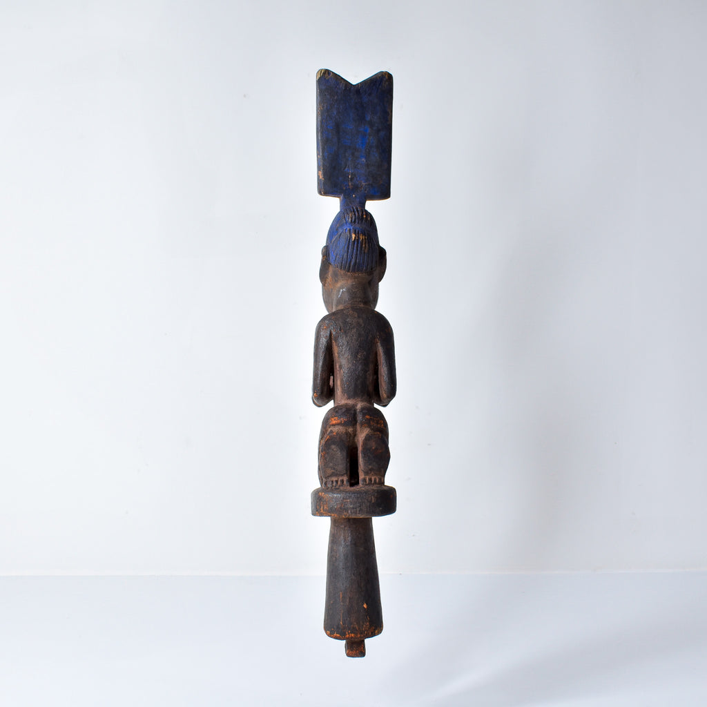 Yoruba Shango Figure Wand Kneeling Nigeria