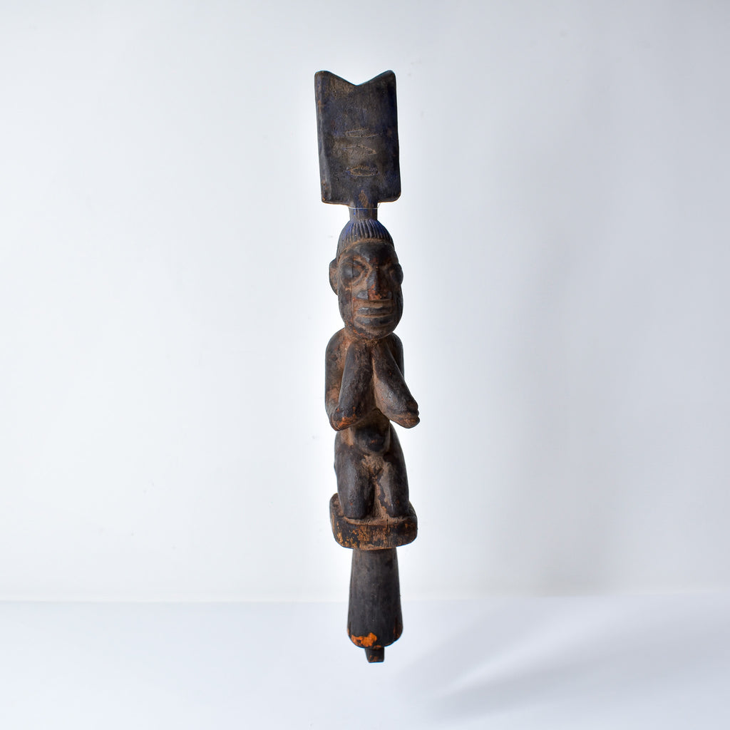 Yoruba Shango Figure Wand Kneeling Nigeria