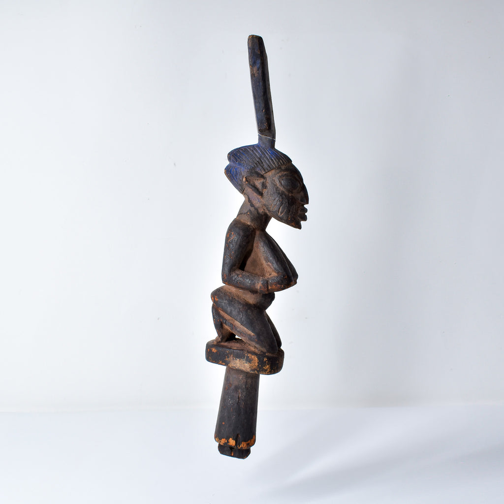 Yoruba Shango Figure Wand Kneeling Nigeria