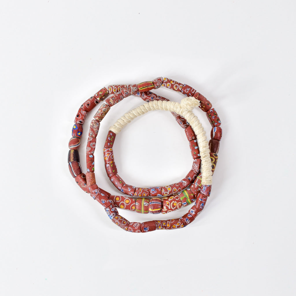Venetian Mixed Brick Red Trade Beads30 Inch