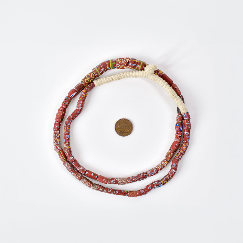 Venetian Mixed Brick Red Trade Beads30 Inch
