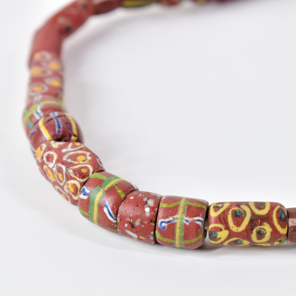 Venetian Mixed Brick Red Trade Beads30 Inch
