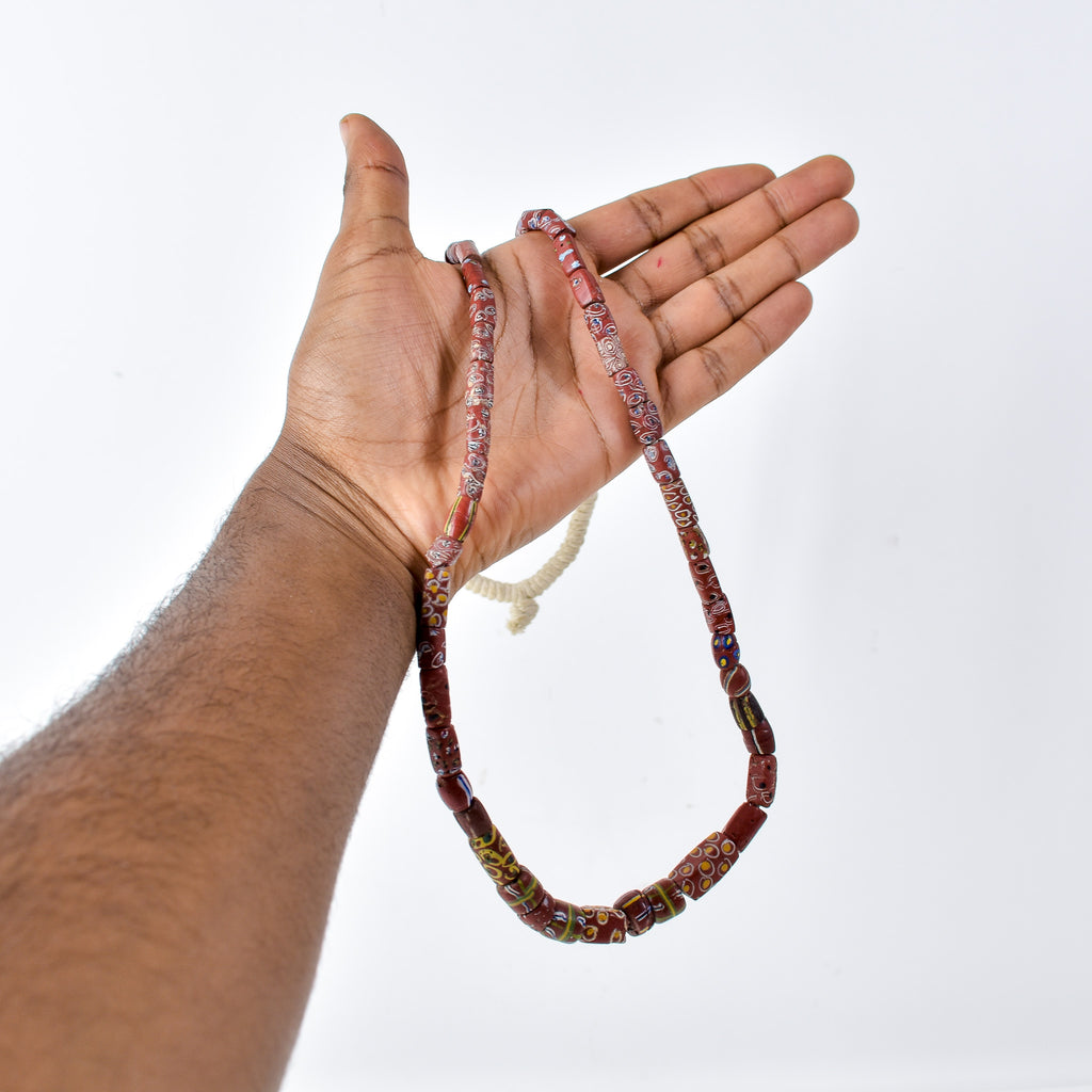 Venetian Mixed Brick Red Trade Beads30 Inch