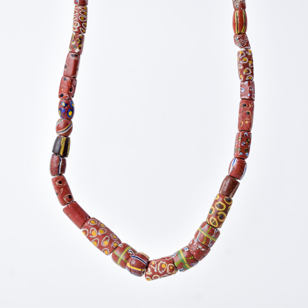 Venetian Mixed Brick Red Trade Beads30 Inch