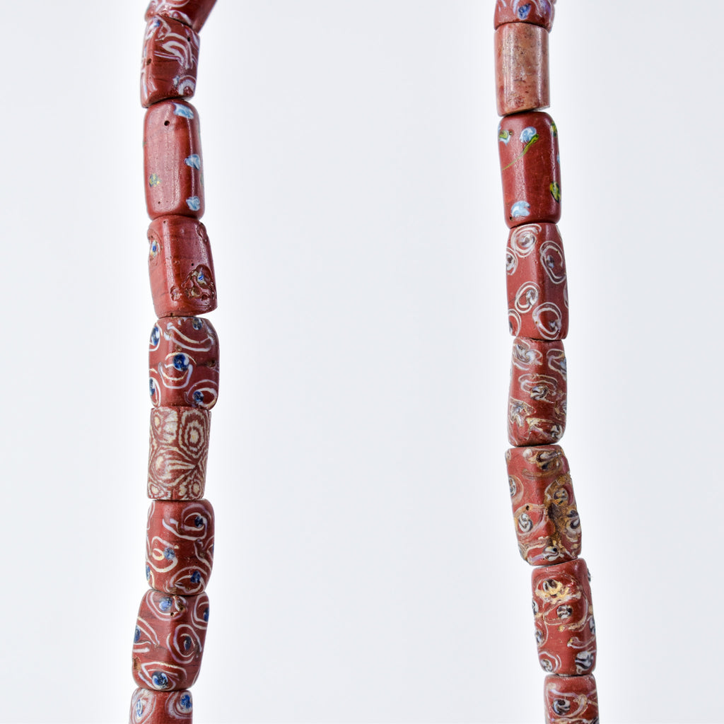 Venetian Mixed Brick Red Trade Beads30 Inch