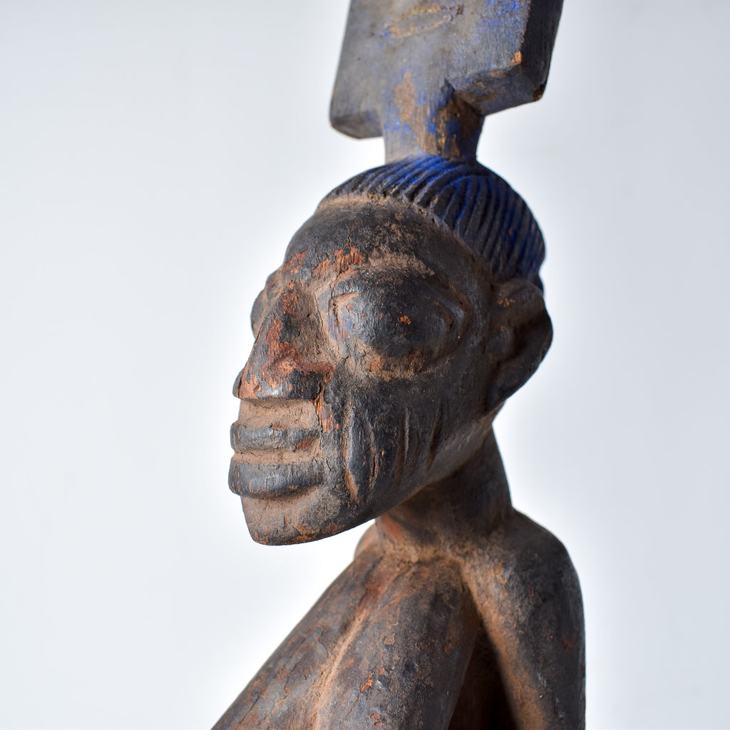 Yoruba Shango Figure Wand Kneeling Nigeria