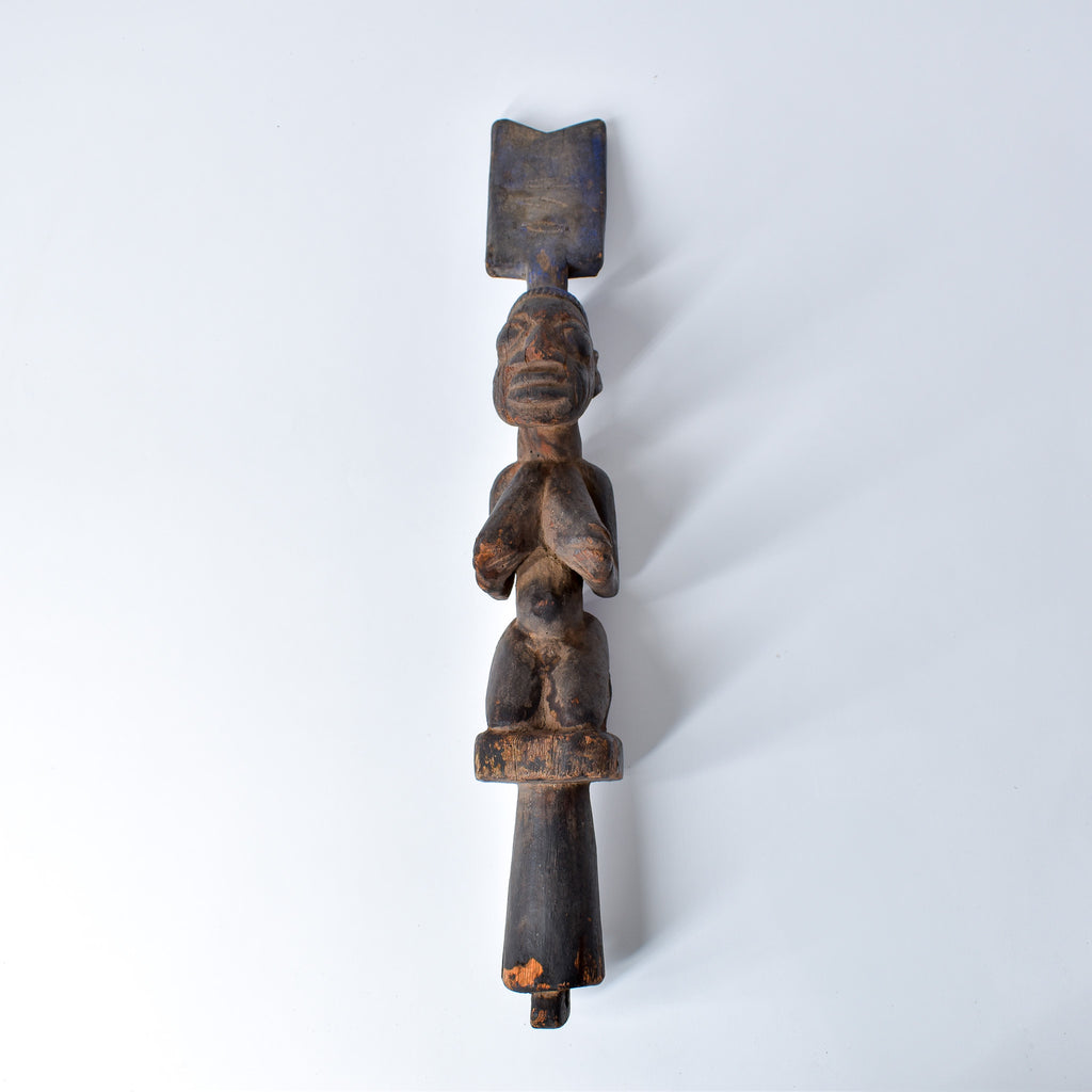 Yoruba Shango Figure Wand Kneeling Nigeria